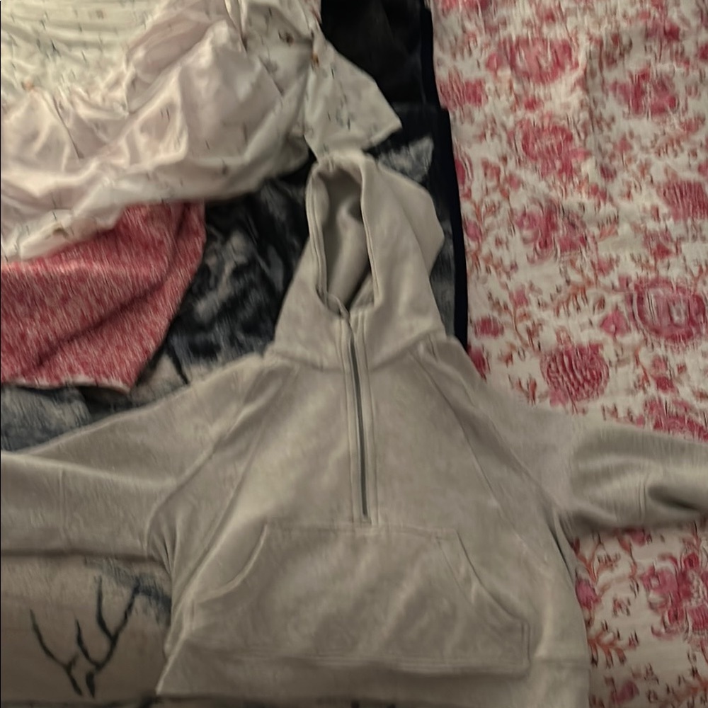 LULULEMON Gray Hooded Scuba Half-Zip